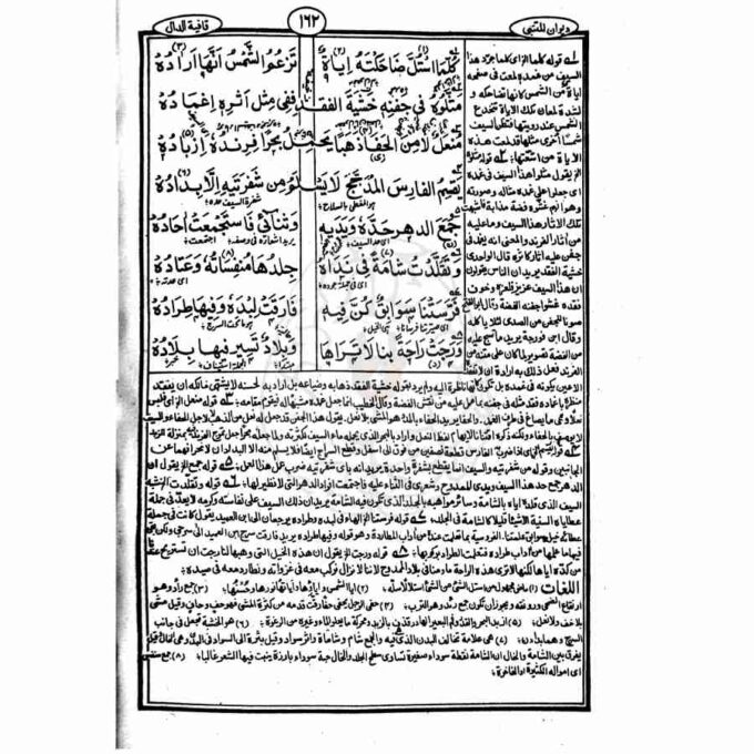 Book cover of Deewan Mutnabbi, a classic text of Arabic poetry known for its eloquence and complexity, studied in the Dars-e-Nizami curriculum for its literary value.