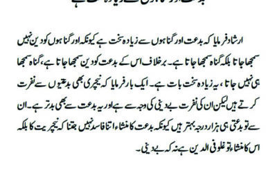 بدعت اور گناہوں سے زیادہ سخت ہے