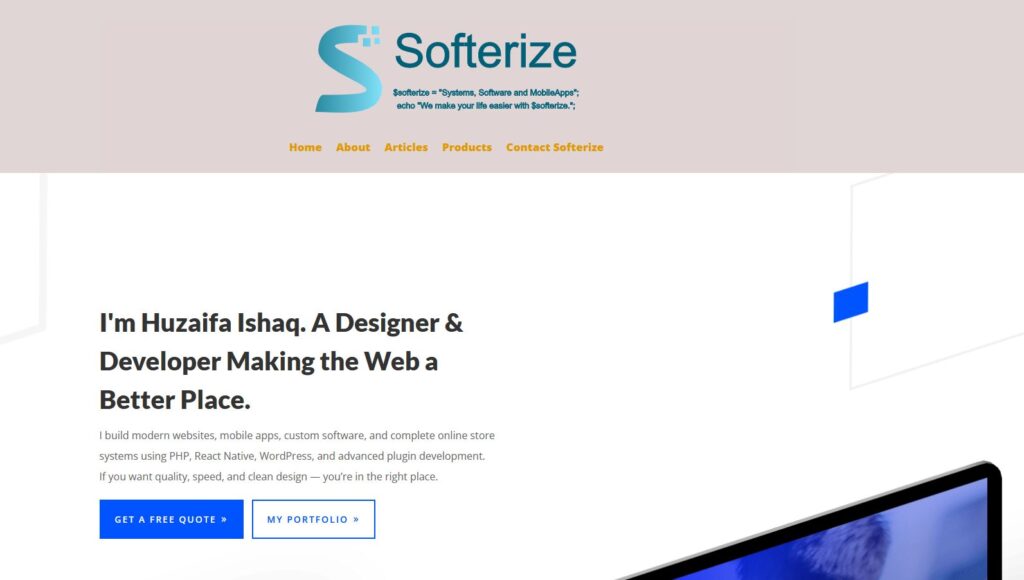 Softerize Online Website Software house in Pakistan