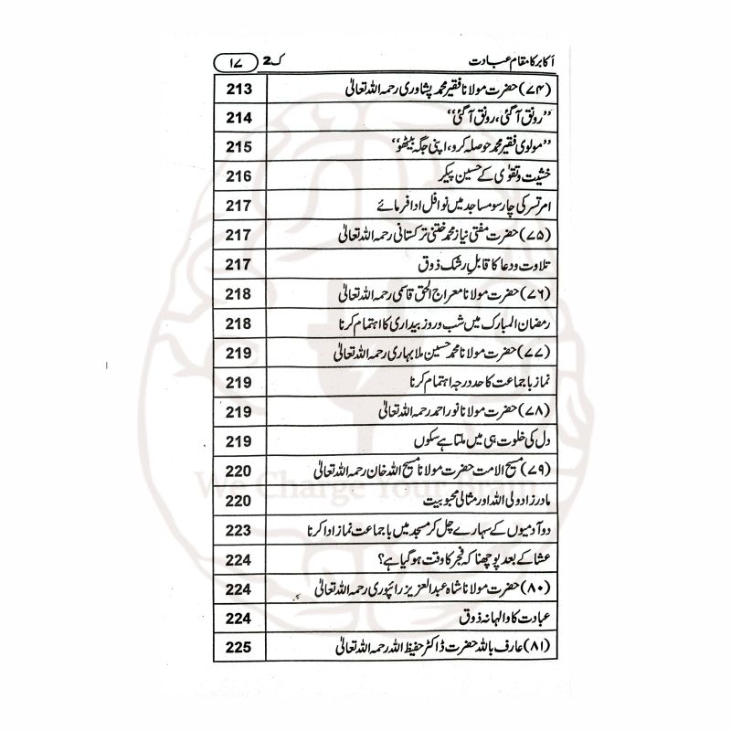 اکابر کا مقام عبادت عبادت کا ذوق جگانے والے اکابر کے ایمان افروز واقعات پر مشتمل ایک متاثر کن کتاب ہے۔