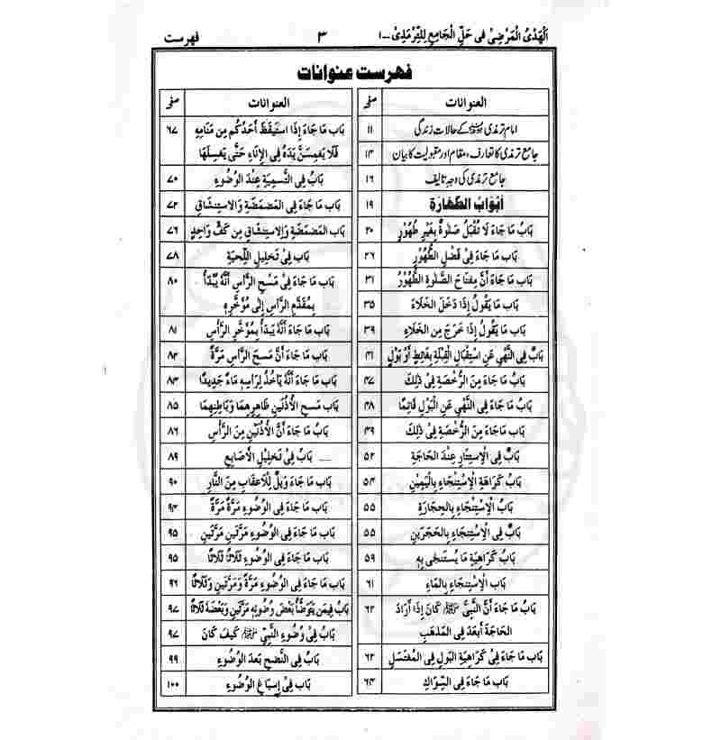Al Huda Al Marzi Sharh Jami Al Tirmidhi Table of Contents and Original Print Quality